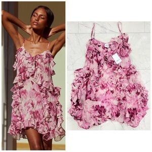 NWT | MISA Los Angeles Niamat Chiffon Mini Dress | Pink Floral | Size M